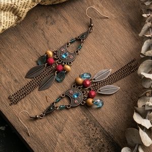 Boho Festival Retro Tassel Beaded Dangle Earrings